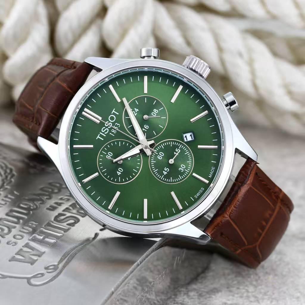 Montre chronographe élégante à cadran bleu