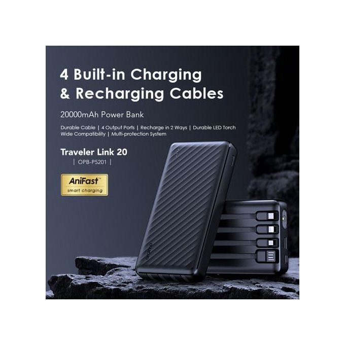 Oraimo POWERBANK+CABLE INTEGRE - OPB-P5201 - 20000mAh - Noir