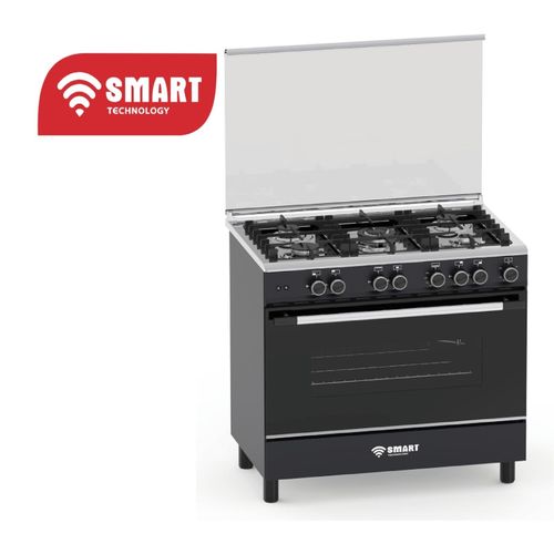 Gazinière STC-9060GB – 5 feux – acier inoxydable – four intégré avec broche