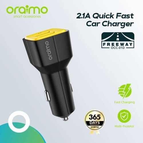 Chargeur de voiture Oraimo FREEWAY OCC-01D double USB 2.1A jaune noir