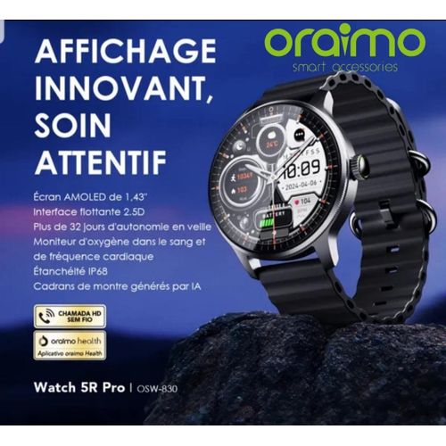 Montre connectée Oraimo OSW-830 écran AMOLED 1,43 pouces