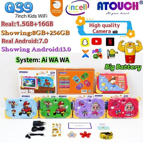 Tablette Éducative ATouch Q39 – 7" Écran HD, 8Go RAM / 256Go ROM, Jeux Préinstallés, Autonomie 3500mAh – Pour Enfants