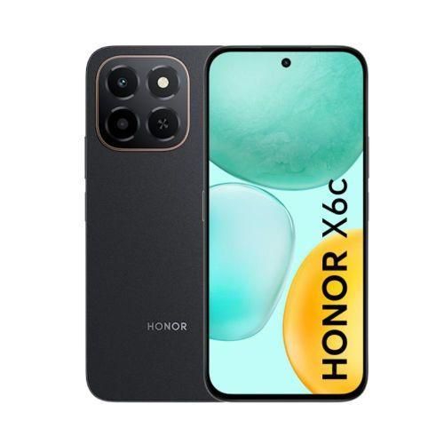 Honor X6c - Smartphone 6.61” - 6 Go RAM - 128 Go ROM - Dual 50 Mpx - Batterie 5300 mAh - Cyan Océan & Noir