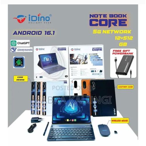 Tablette Professionnelle Idino Brand Notebook Core - 12GB RAM, 512GB Stockage, 10.1 pouces, Android - Performance et Autonomie Exceptionnelle