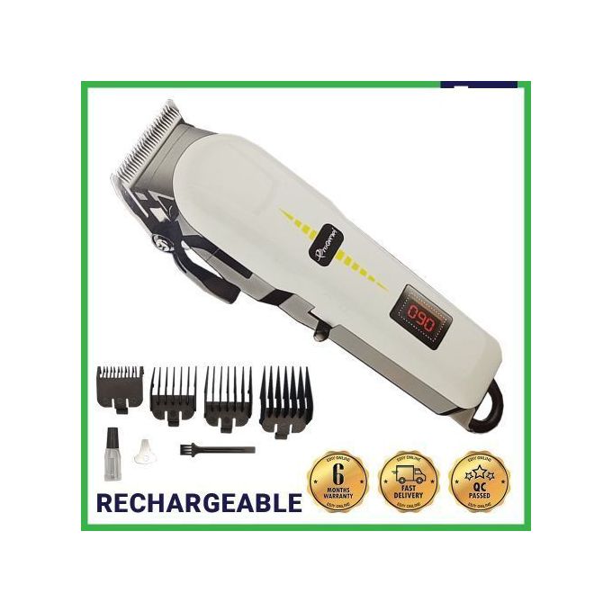 Tondeuse Electrique Rechargeable GM-6018 Longue Durée -Famille - Blanc