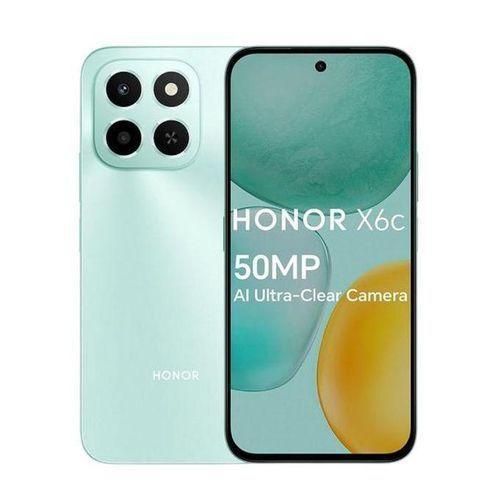 Honor X6c - Smartphone 6.61” - 6 Go RAM - 128 Go ROM - Dual 50 Mpx - Batterie 5300 mAh - Cyan Océan & Noir
