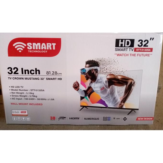 SMART TECHNOLOGY 32" AOSP WEBOS (STT-5132SA)-HDMI, USB- Numérique Avec WIFI - Noir / Régulateur De Tension