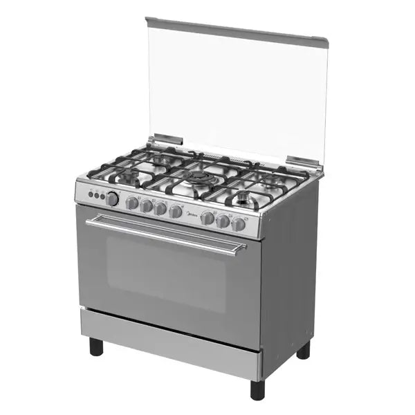 Gazinière 5 feux avec couverture vitrée Midea Rôtisserie Allumage automatique Four Gril 36LMG5G027-C — vue 2
