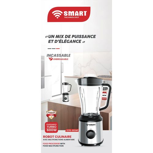 Blender Multifonctions SMART TECHNOLOGY-STPE-8034P- Avec Bol Incassable Résistant à L'eau /Moteur En Cuivre Pur- 600 — vue 2