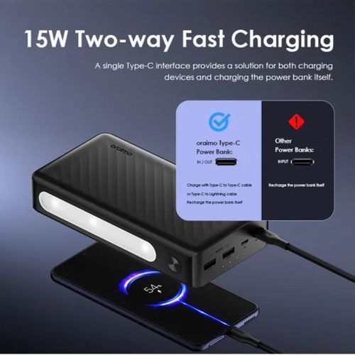 Batterie externe portable Oraimo OPB-1270 avec éclairage LED intégré