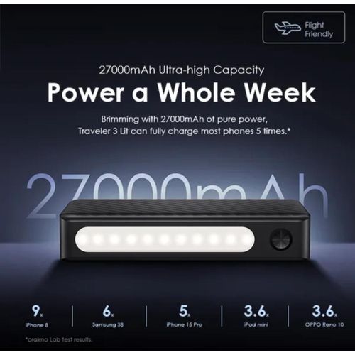 Powerbank haute capacité Oraimo OPB-1270 Traveler 3 Lit pour voyage et urgence