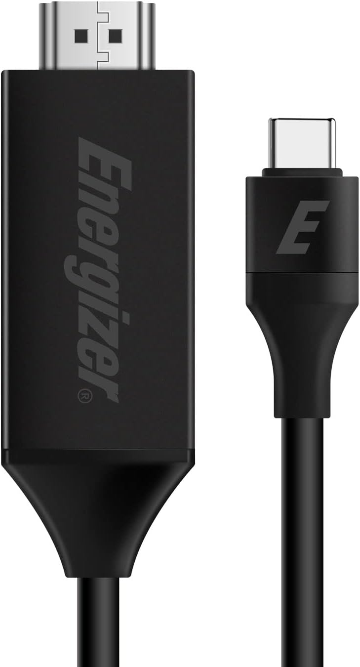 CABLE HDMI ANDROID Energizer Type C To High Speed With 4K 60Hz-Support For Smartphones/Tablets/Computers, 6.5 Feet, Black-C112HKBK