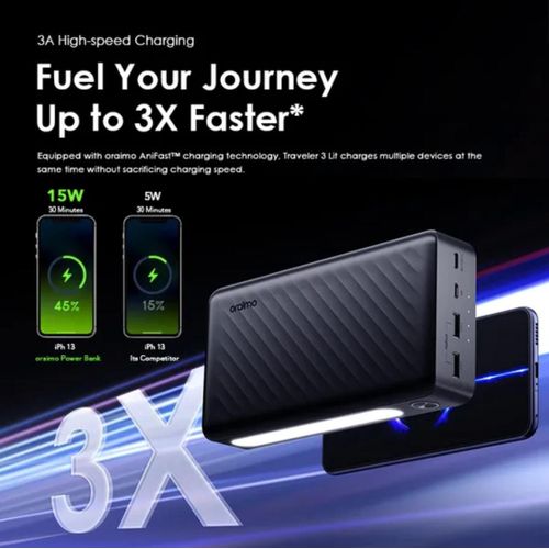 Powerbank haute capacité Oraimo OPB-1270 Traveler 3 Lit pour voyage et urgence