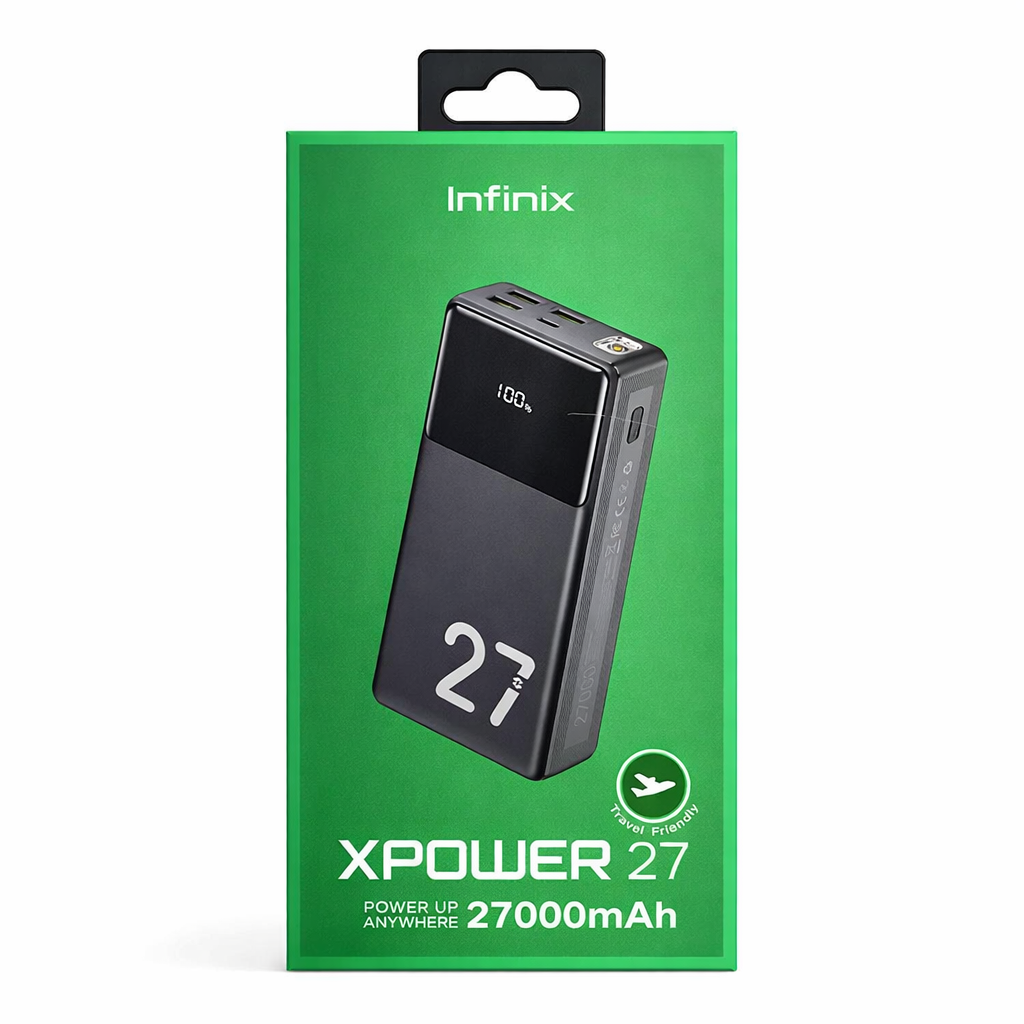 Emballage de la batterie externe Infinix XPower 27 de 27 000 mAh avec afficheur LED