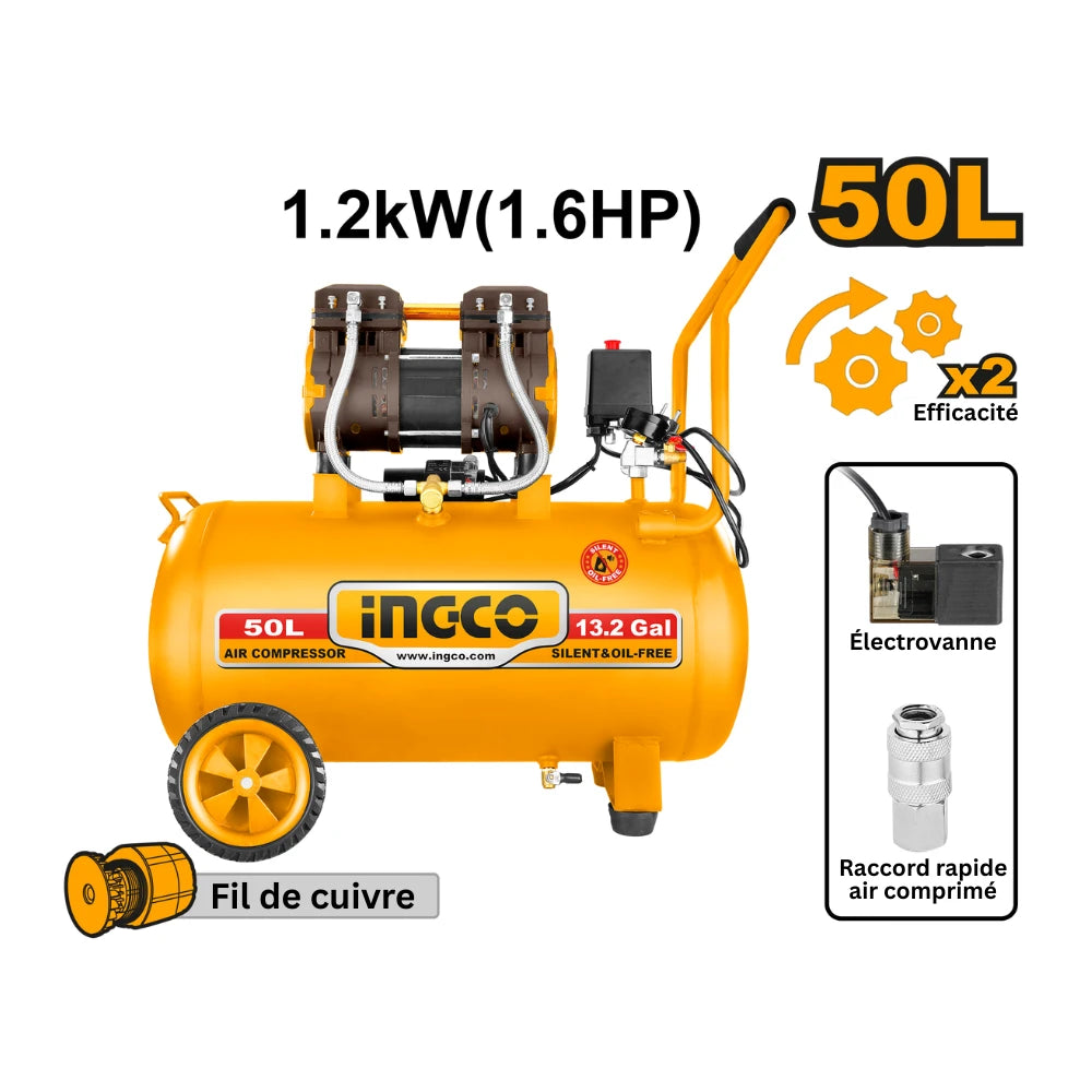 Compresseur à air 50 L / 1,2 kW (1,6 HP) INGCO ACS112501 — vue 2