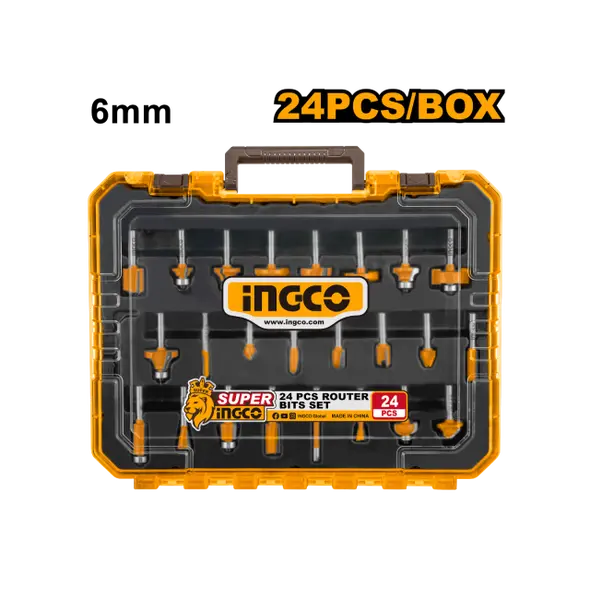 Jeu de 24 embouts de routeur 8 mm INGCO AKRT24082