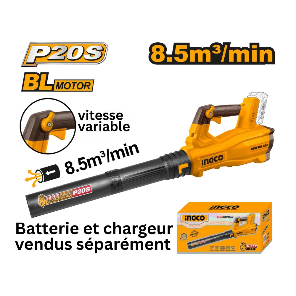 Souffleur à batterie 20 V sans batterie INGCO CABLI20428