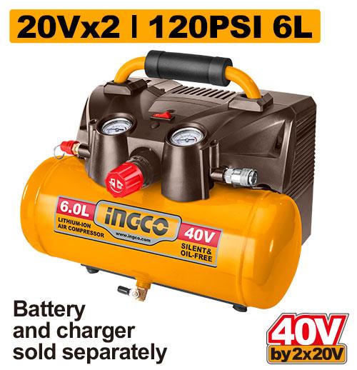 Compresseur à air sans fil 40 V / 6 L- SB INGCO CACLI2003