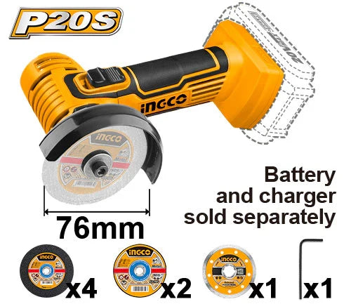 Mini meuleuse sans fil 20 V / 76 mm-SB INGCO CAGLI7601 — vue 2