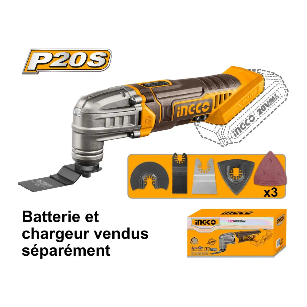 Multi - outils sans fil à batterie 20 V + accessoires -SB INGCO CMLI2022
