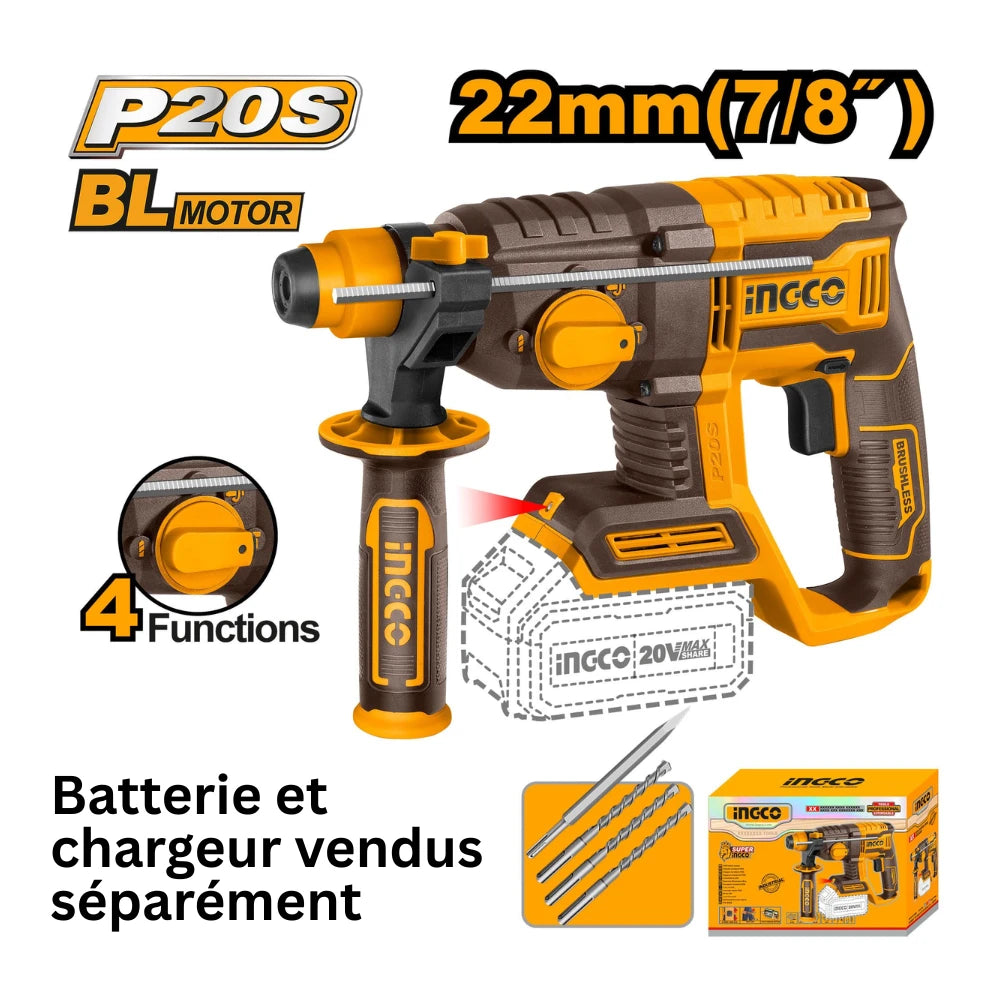 Marteau perforateur 20 V -22 mm INGCO CRHLI20208