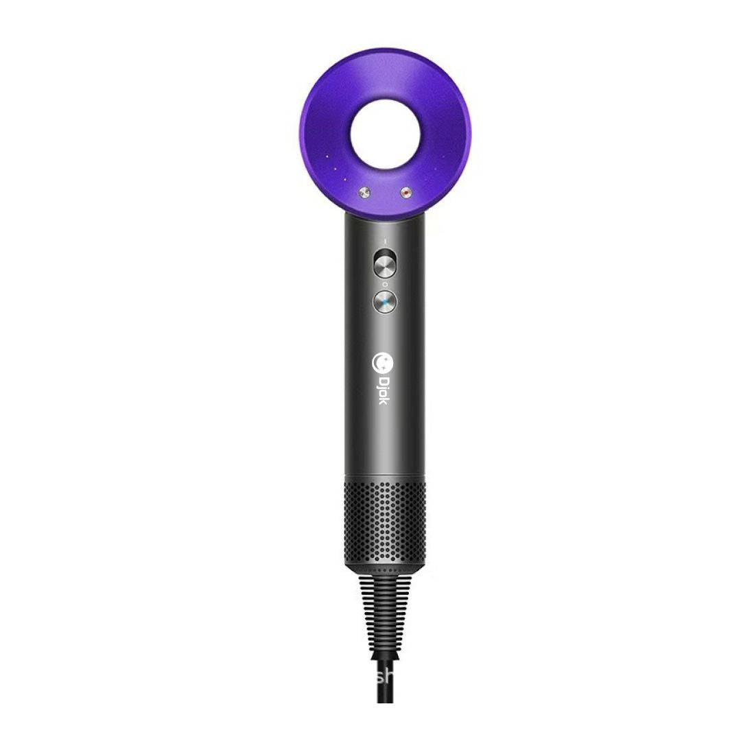 DJOK AirPro S01 – Sèche-Cheveux Ionique Sans Balais 1600W | Moteur 110 000 tr/min | Ultra Léger & Compact | 3 Vitesses – 4 Températures | Rouge Carmin / Violet Intense