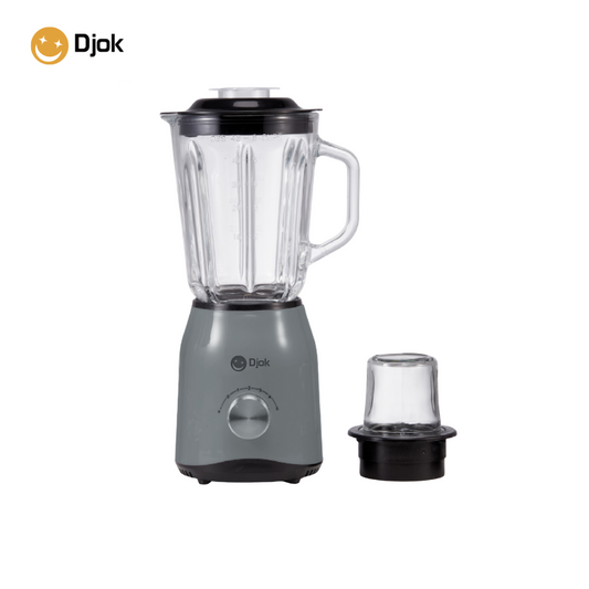 DJOK Blender 08A – Mixeur 1.5L en Verre, 300W, 2 Bols (Mixage & Broyage), 5 Vitesses, Lames Inox