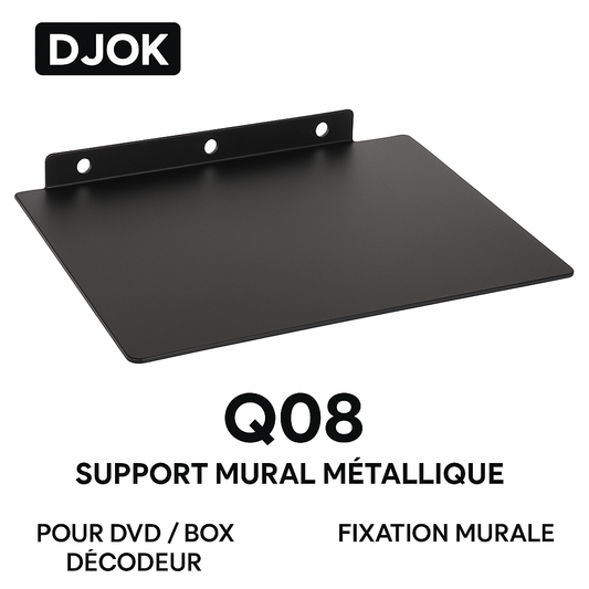 DJOK Q08-Big – Support Mural Métal pour DVD, Décodeur ou Box TV (Modèle Grand)