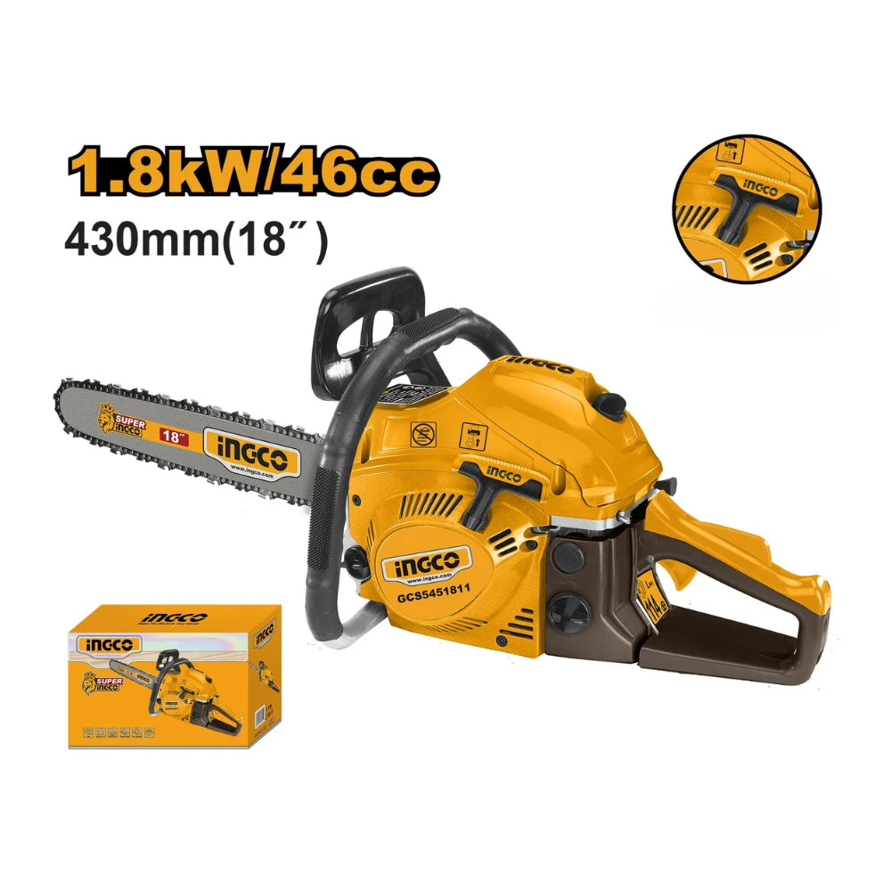 Tronçonneuse à essence 1,8 kW 46cc INGCO GCS5451811 — vue 2