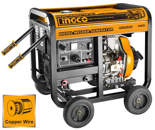 Groupe électrogène diesel et poste à souder 4,6 kW INGCO GDW65001