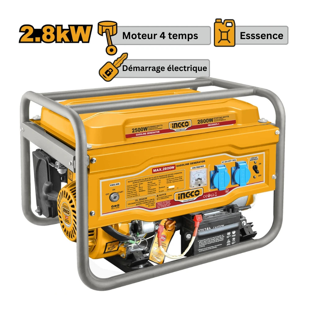Groupe électrogène essence 2,8 kW - 4 kVA - 4 HP INGCO GE30005 — vue 2