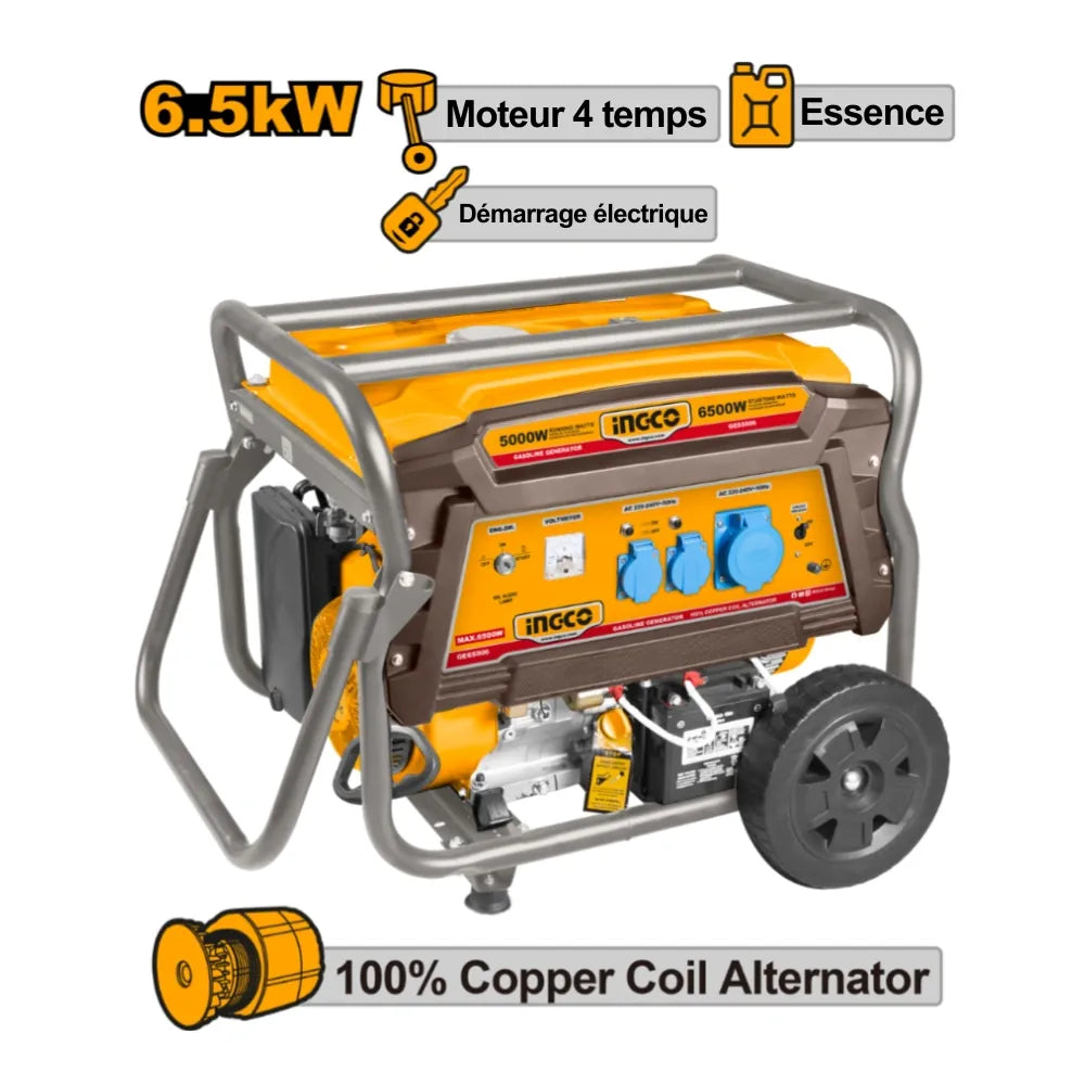 Groupe électrogène essence 6,5 kW - 8 kVA - 9 HP INGCO GE65006 — vue 2