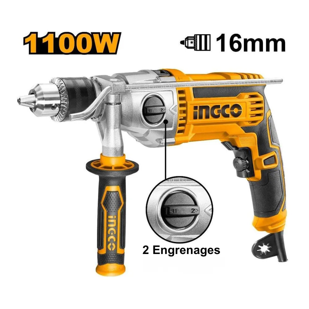 Perceuse à percussion 1100 W 16 mm INGCO ID211008