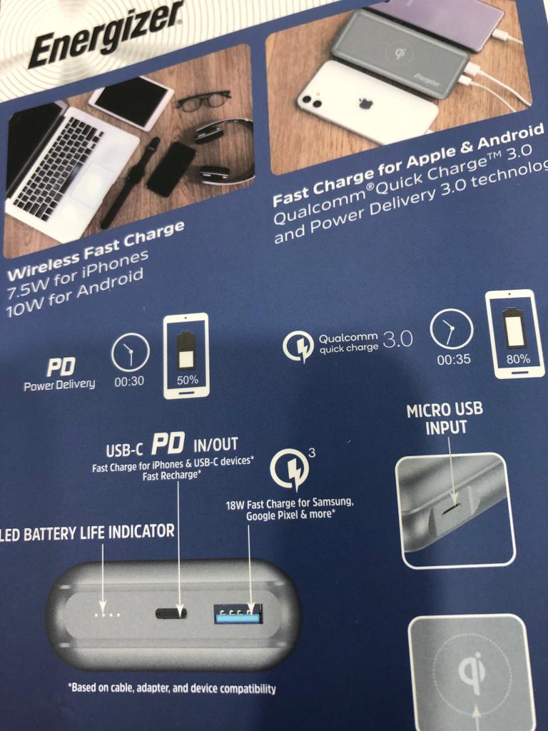 ENERGIZER WIRELESS ULTIMATE POWER BANK QE20007PQ