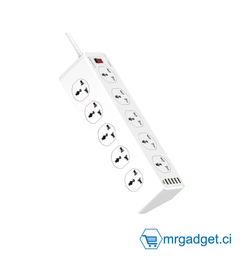 RALLONGE LEADDER 10 TROUS  AVEC PORT USB