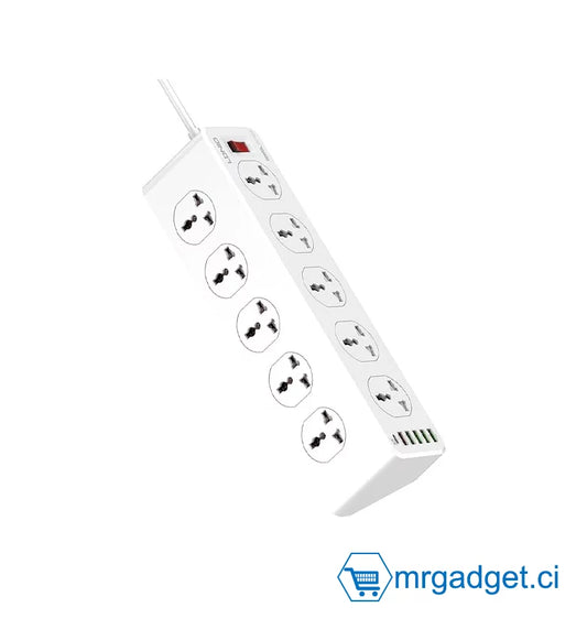 RALLONGE LEADDER 10 TROUS  AVEC PORT USB