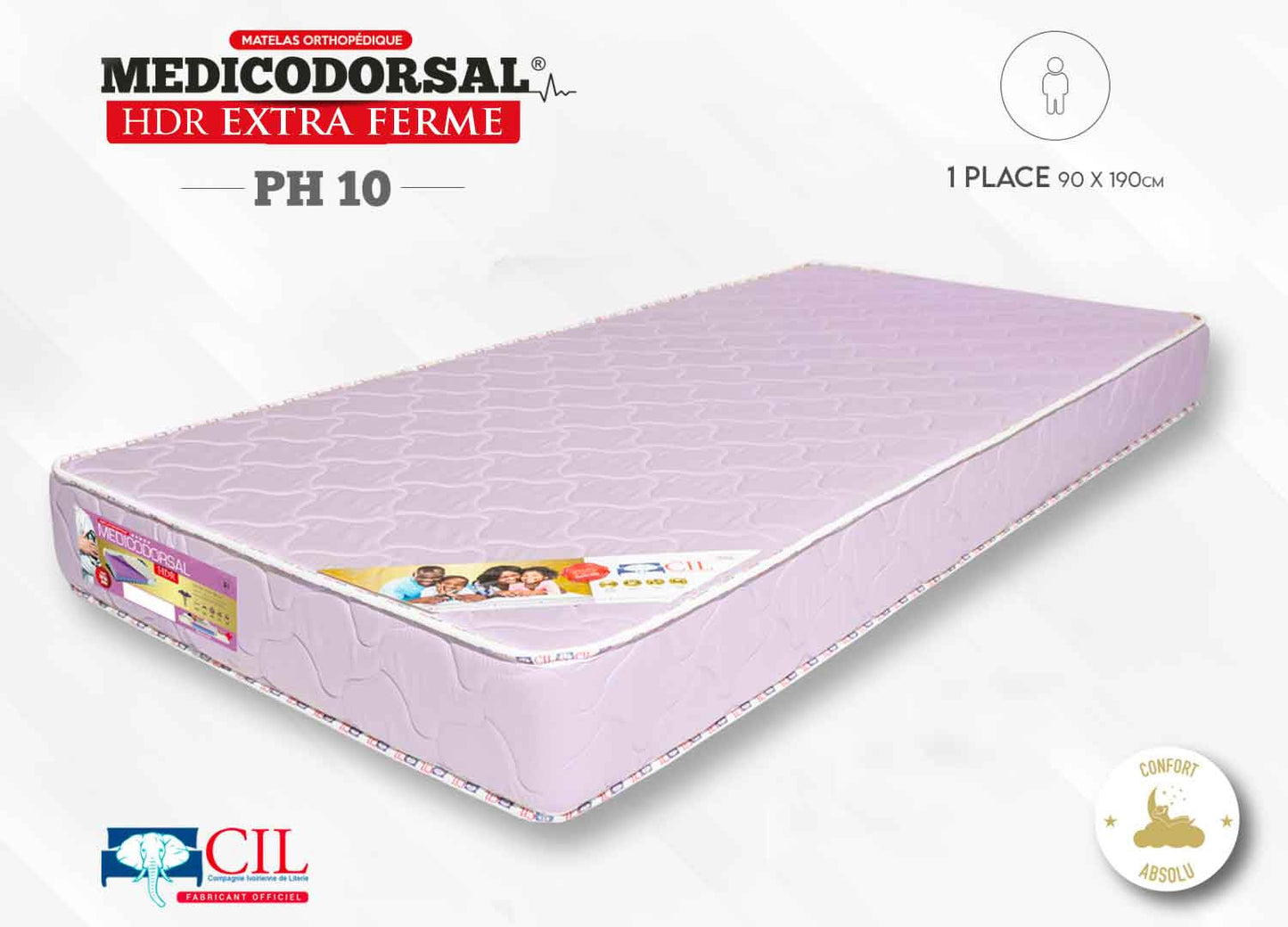 Medicodorsal HDR PH10 EP 20 extra ferme - 1 place - 90x190 cm