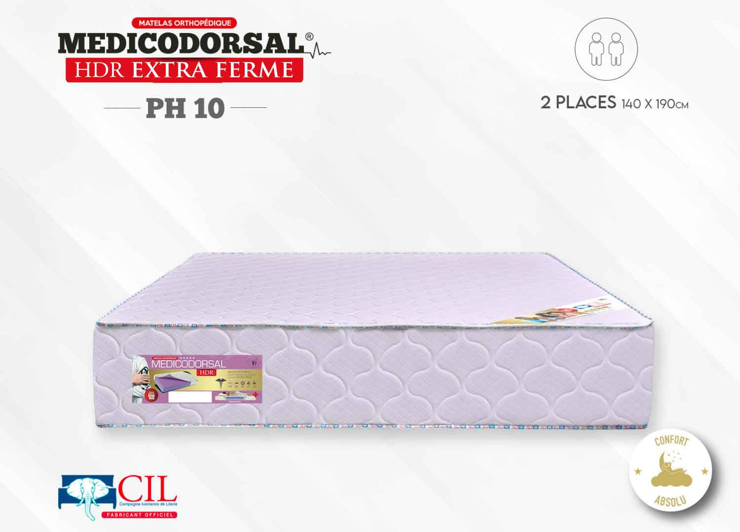 Medicodorsal HDR PH10 EP 15 extra ferme - 2 places - 140x190 cm