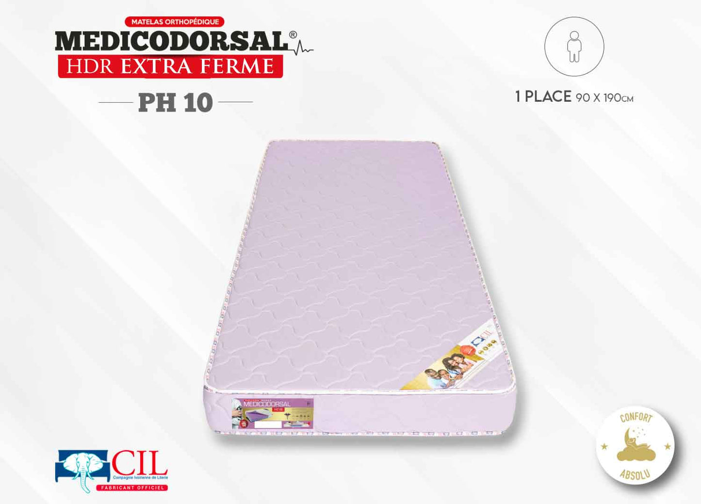 Medicodorsal HDR PH10 EP 18 extra ferme - 1 place - 90x190 cm