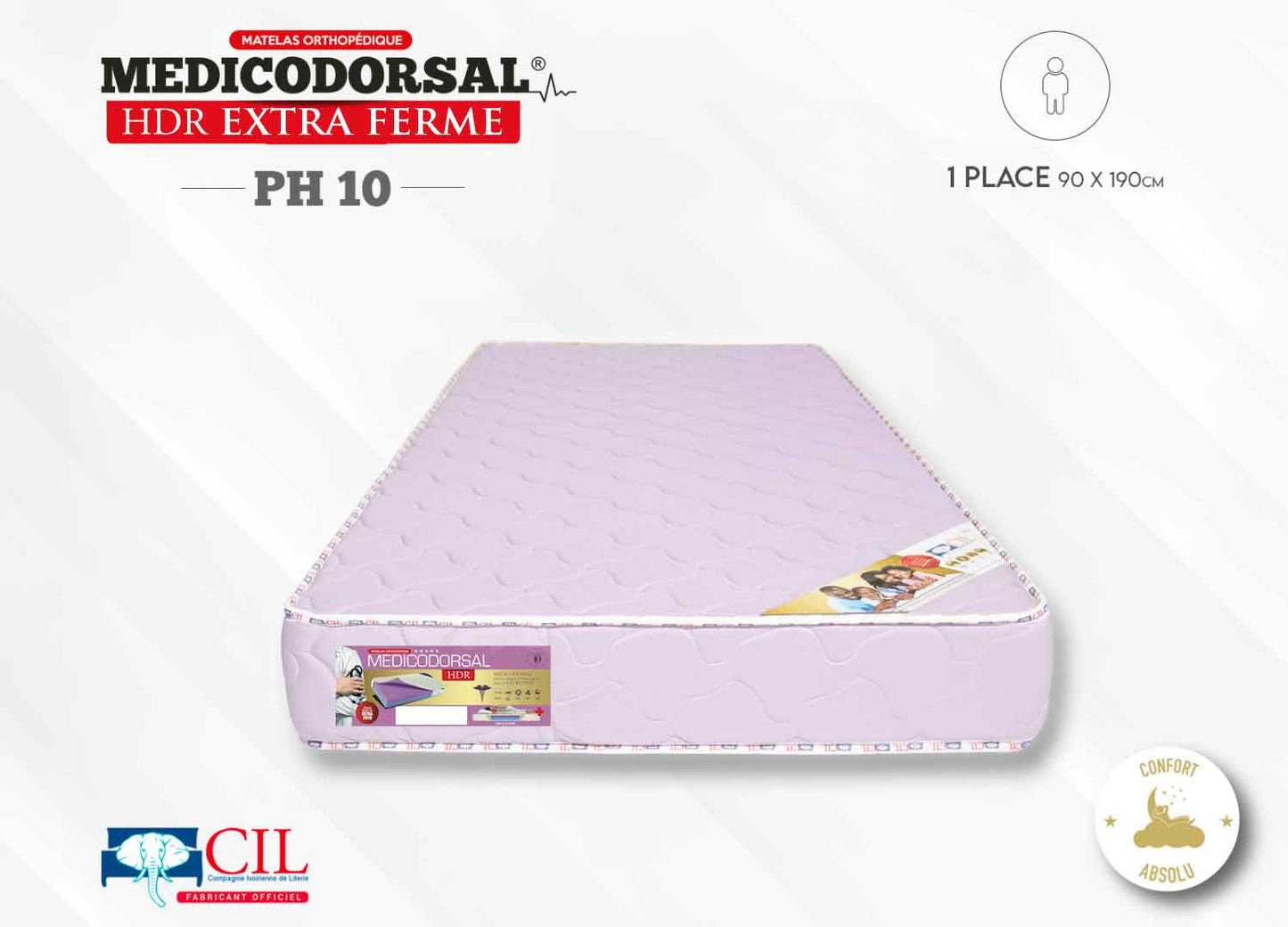 Medicodorsal HDR PH10 EP 15 extra ferme - 1 place - 90x190 cm