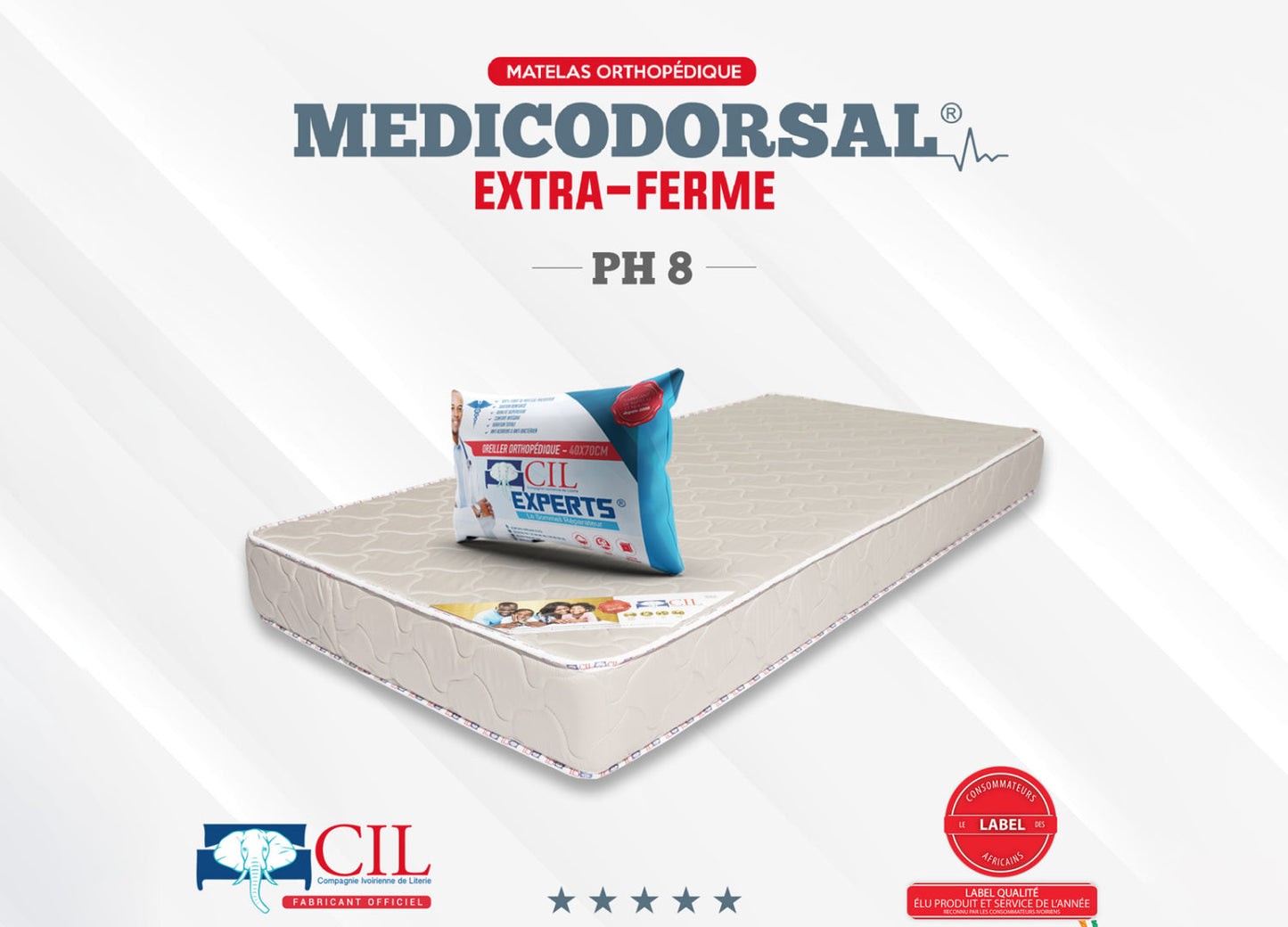 Medicodorsal extra ferme PH8 EP 18 - 1 place - 90x190 cm