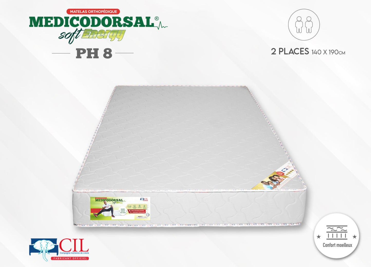 Medicodorsal soft energy PH8 EP 18 - 2 places - 140x190 cm