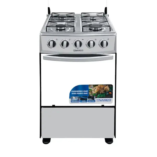 Gazinière 4 feux avec couvercle Nasco Allumage manuel Four à gaz 81X50X50CM Brûleurs NASGC-50X50S-CTZ