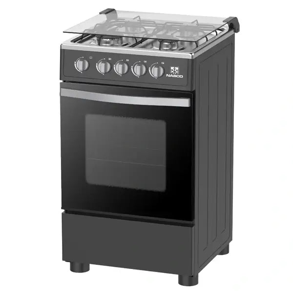 Gazinière 4 feux avec couvercle vitré Nasco Allumage manuel Grill Plaque à pâtisserie NASGC-SNIPER50TB-G