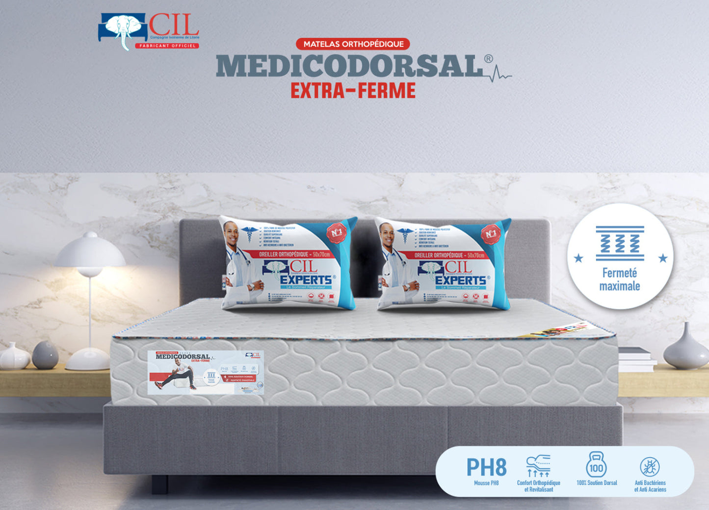 Medicodorsal extra ferme PH8 - 2 places Ep 20 - 140x190 cm