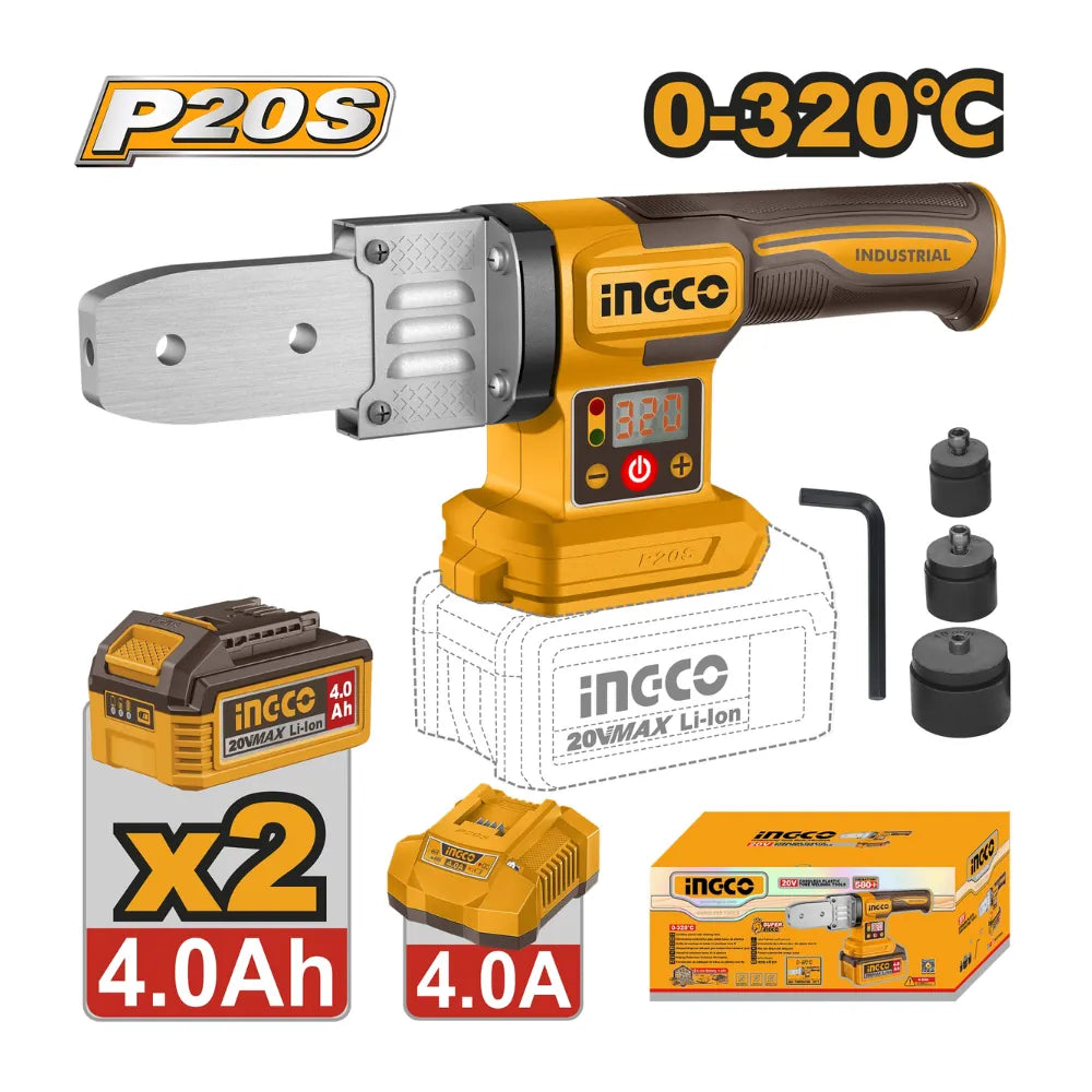 Machine à souder sans fil 20 V + 2BAT4 Ah + chargeur / 0 - 320°C INGCO PTWTLI20182