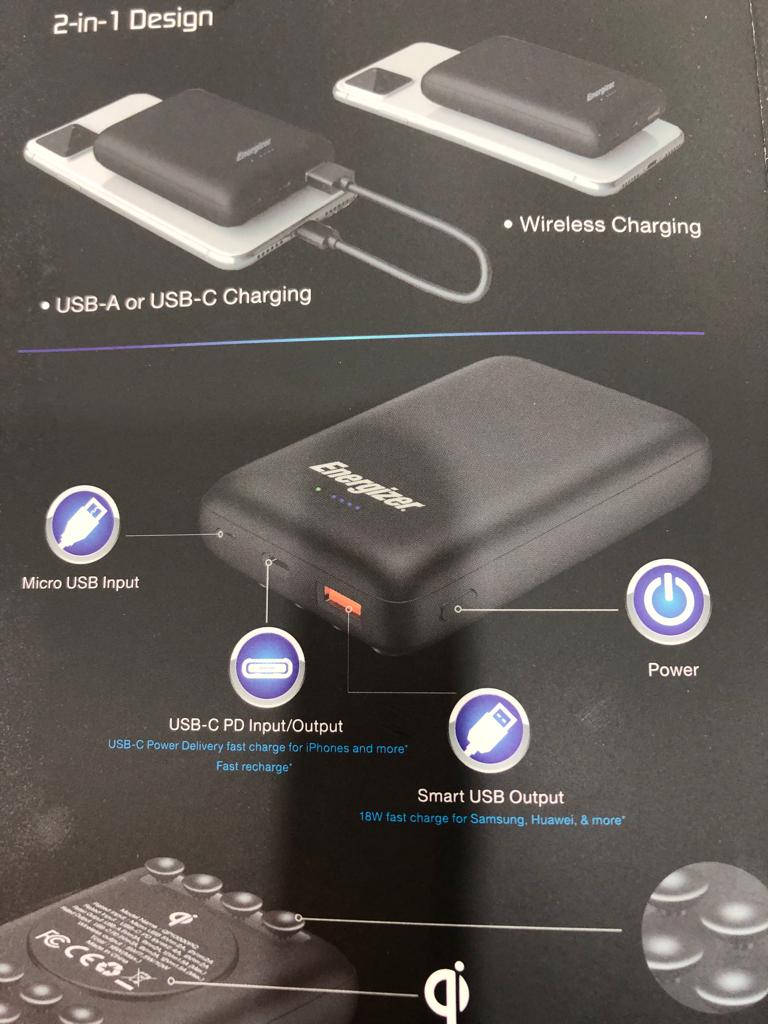 ENERGIZER USB-C WIRELESS POWER BANK QP10000PQ