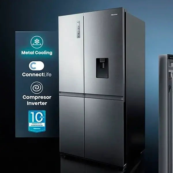 Réfrigérateur Américain double portes Inverter Hisense 528 L Distributeur d’eau et de RS528P5AS3 — vue 2