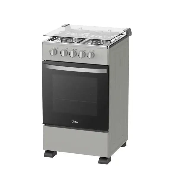 Gazinière 4 feux avec couvercle Midea Four à gaz Grill à Gaz Contrôle manuel SP5055T082-SGH