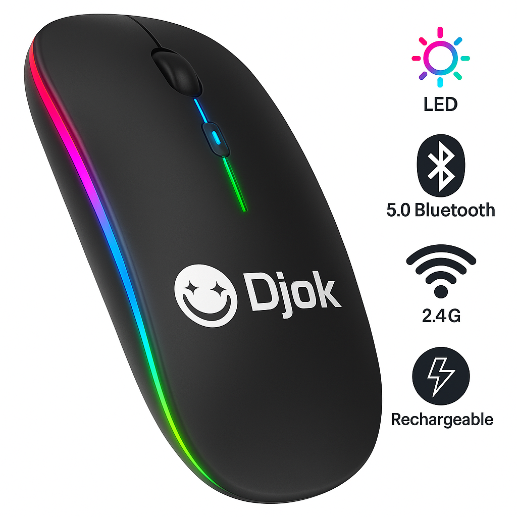 Souris - Djok - Sans Fil LED 2.4G Rechargeable - Bluetooth 2 Modes